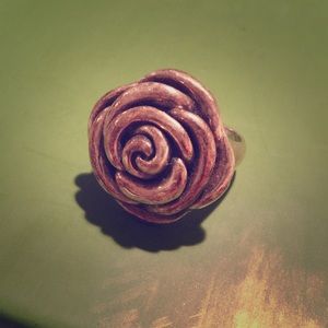Silver rose ring